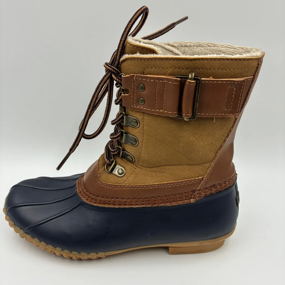 JBU by Jambu Calgary Women's Size 7M Weather ready Duck Boots Blue Brown FauxFur